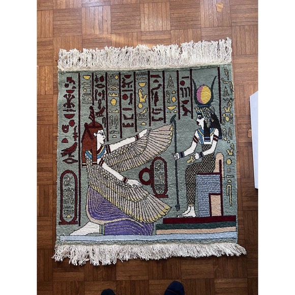 Egyptian Pharoah And Hieroglyphic Theme  Rug/decorative wall Hanging - Picture 1 of 15